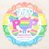 イッパーソナライズされたポップ・アートの誕生日ガール ペーパーコースター (正面)