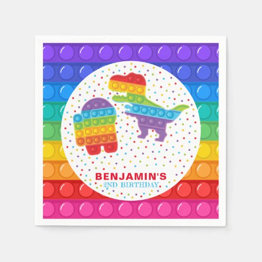 イッポップ・アートのトボーイ誕生日パーソナライズされたカラフル スタンダードカクテルナプキン (正面)