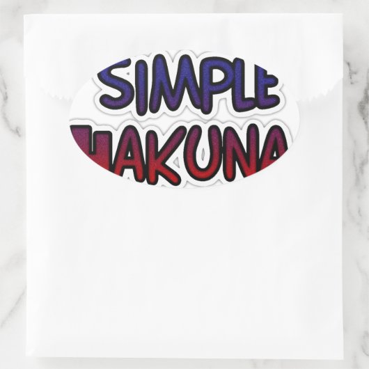 イッ保シンプルハクナマタタアートプリント 楕円形シール (バッグ)