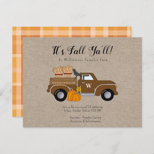 イツ秋ヤイルクラフト秋パーティの招待状 ポストカード (正面/裏面)