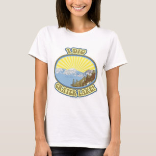 イディグクレーターレイク図解入りの、写真付きのトラベルデザイン Tシャツ