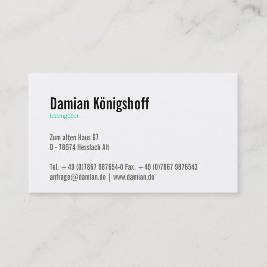 イデエンゲバーヴィスティンカルテ 名刺 (正面)