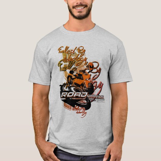 イデオロギーに燃えるロードウォリアー、バイク Tシャツ (正面)