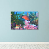 イトヒキベラ属の魚 (Pseudanthias キャンバスプリント (インサイチュ (ウッドフロア))