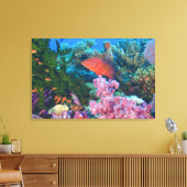 イトヒキベラ属の魚 (Pseudanthias キャンバスプリント (インサイチュ (リビング))