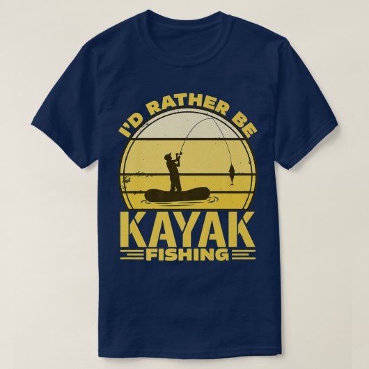 イドネイビーカヤック魚釣り Tシャツ (デザイン正面)