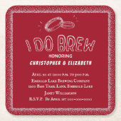 イドブルブルーカップルウェディングシャワースクエア紙 スクエアペーパーコースター (正面)