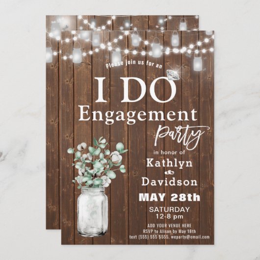 イドユーカリプトゥスメイスンジャーエレガント婚約パーティ 招待状 (正面/裏面)