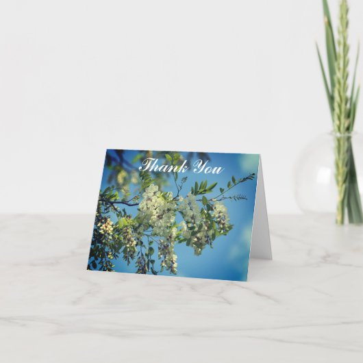 イナゴの白い花のサンキューカード サンキューカード (正面)