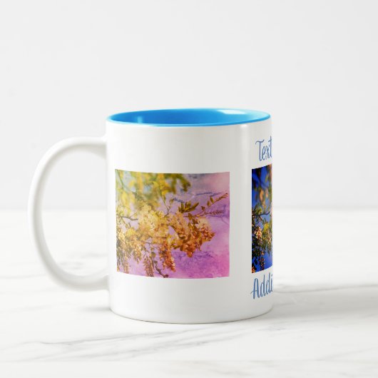 イナゴの花フローラパーソナライズされたアート ツートーンマグカップ (左)