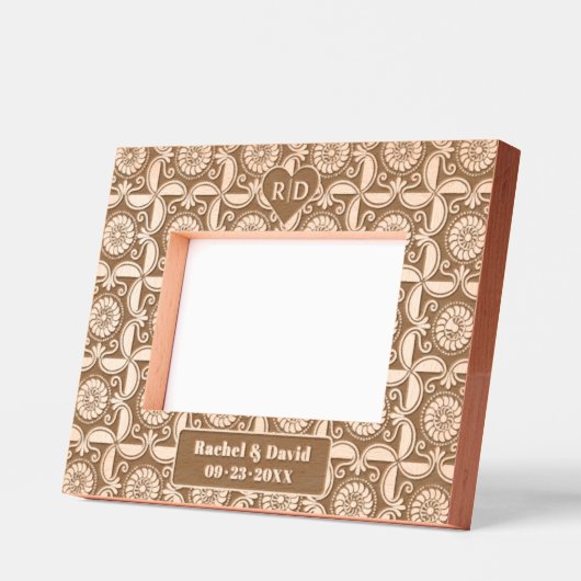 イニシクラシックャスとハートのパタ結婚ーン レーザー彫刻フレーム (左)