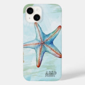 イニシャルかわいいカラフル水色ヒトデ青 Case-Mate iPhoneケース (裏面)