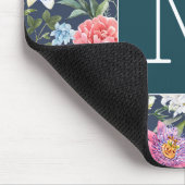 イニシャルかわいらしカラフルイラストレーションフローラ海軍 マウスパッド (コーナー)