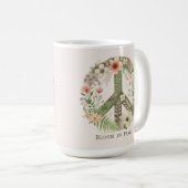 イニシャルかわいらしレトロ「平和の開花」平和サイン コーヒーマグカップ (正面右)