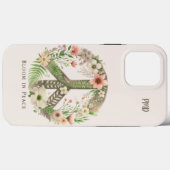 イニシャルかわいらしレトロ「平和の開花」平和サイン Case-Mate iPhoneケース (裏面 (横))