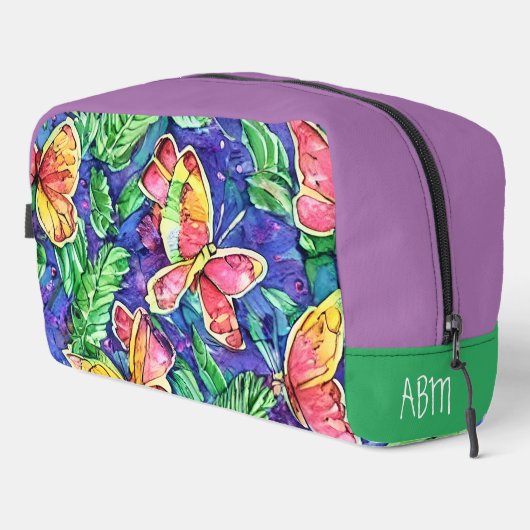 イニシャルかわいらし色と蝶の水色 ドップキット (右コーナー)