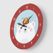イニシャルが付いているプロペラの帽子の白くま ラージ壁時計 (傾斜)