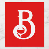 イニシャルが入った赤と白のクラシカルなデザイン ワインラベル (シングルラベル)