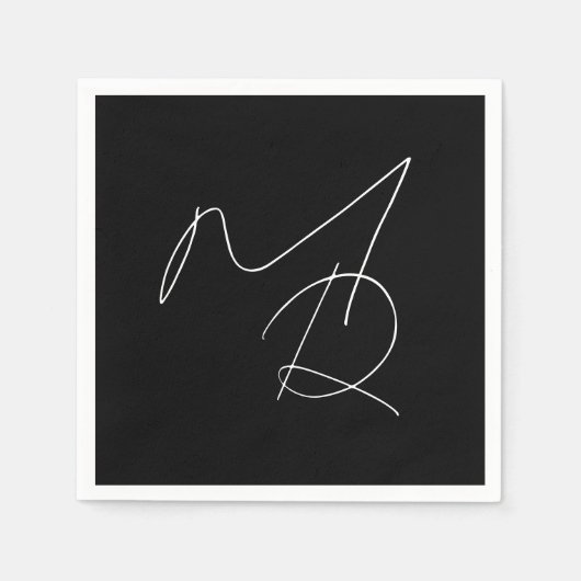 イニシャルだけ…シンプルシンモノグラムB&W スタンダードカクテルナプキン (正面)