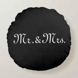 イニシャルでカスタマイズ 黒と白の夫婦のモノグラム ラウンドクッション