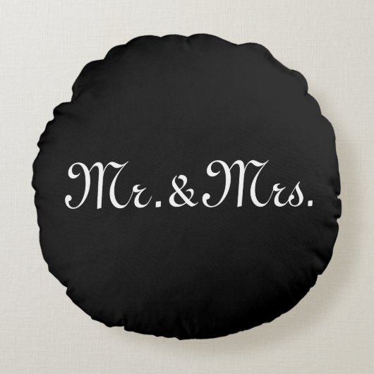 イニシャルでカスタマイズ 黒と白の夫婦のモノグラム ラウンドクッション (正面)