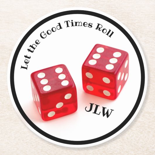 イニシャルで楽しい時転が間を過ごす ラウンドペーパーコースター (正面)