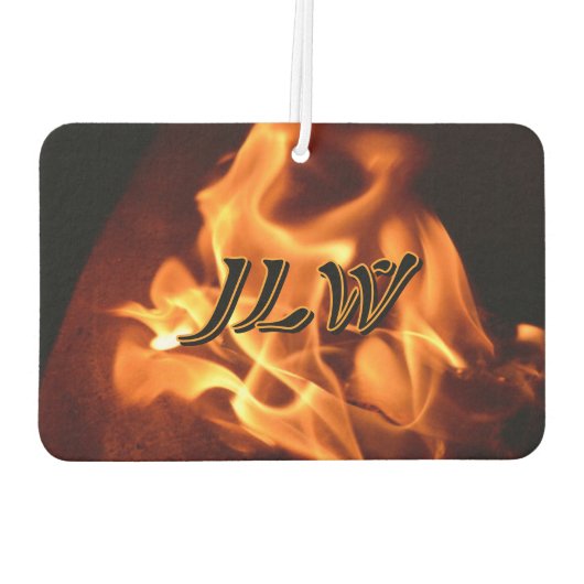 イニシャルで燃え上がる炎の写真 カーエアーフレッシュナー (裏面)