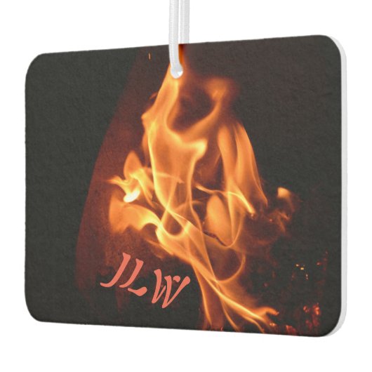 イニシャルで燃え上がる炎の写真 カーエアーフレッシュナー (左)