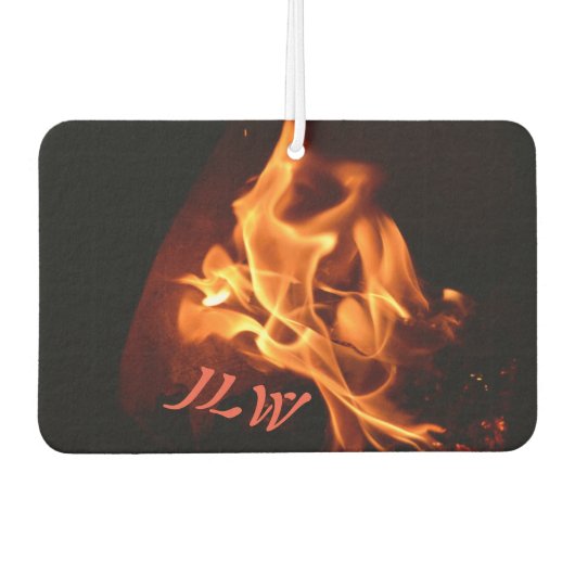 イニシャルで燃え上がる炎の写真 カーエアーフレッシュナー (正面)