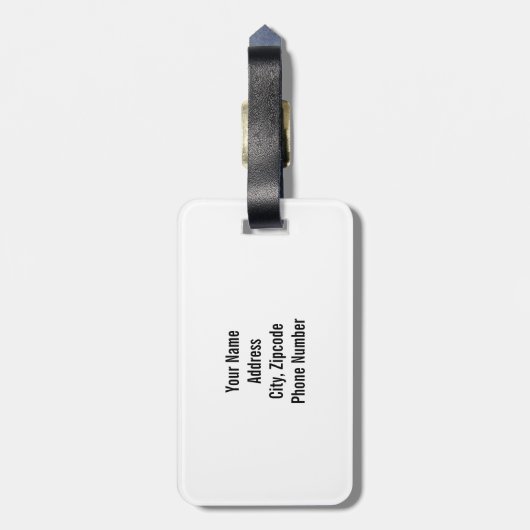 イニシャルとの黒のストライプそして白 ラゲッジタグ (裏面縦)