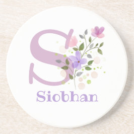 イニシャルとクリスチャンネーム Siobhan フローラルデザイン コースター