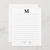 イニシャルと名前の個人署名スクリプトを並べて表示 ノートカード (正面/裏面)