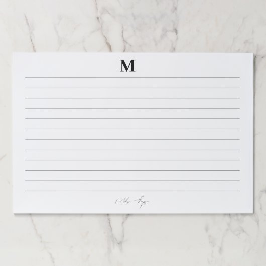 イニシャルと名前の個人署名スクリプトを並べて表示 ペーパーパッド (正面)