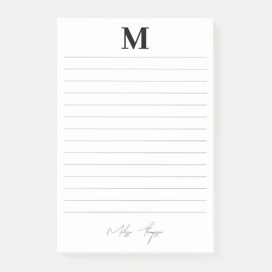 イニシャルと名前の個人署名スクリプトを並べて表示 ポストイット (正面)