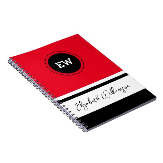 イニシャルと名前を赤と黒に追加 ノートブック (右側)