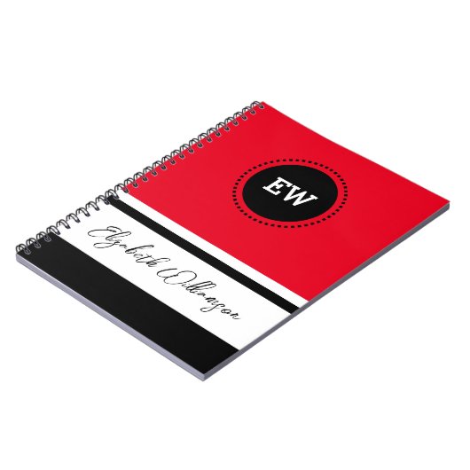 イニシャルと名前を赤と黒に追加 ノートブック (左側)