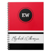 イニシャルと名前を赤と黒に追加 ノートブック (正面)