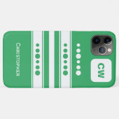 イニシャルと名前ストライプのを白と緑に追加 Case-Mate iPhoneケース (裏面(横))