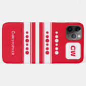 イニシャルと名前ストライプのを白と赤に追加 Case-Mate iPhoneケース (裏面(横))