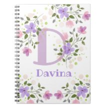 イニシャルと名前フラワーデザインDavina
