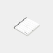 イニシャルと名前黒/白のシンプルパストライプターン ポストイット (アングル)