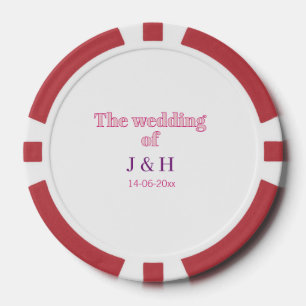 イニシャルと日にちの結婚式 ポーカーチップ