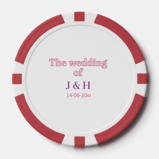 イニシャルと日にちの結婚式 ポーカーチップ (正面)