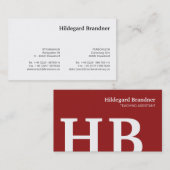 イニシャルと濃い赤 名刺 (正面/裏面)