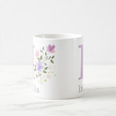 イニシャルとIndiaの名前フラワーデザイン コーヒーマグカップ (中央)