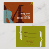 イニシャルのオレンジぽっちゃりした 予約カード (正面/裏面)