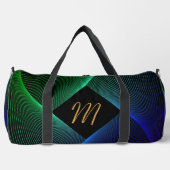 イニシャルのジオメトリックグリーンブルー旋回を追加 ダッフルバッグ (正面)