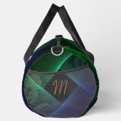 イニシャルのジオメトリックグリーンブルー旋回を追加 ダッフルバッグ (右)