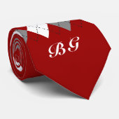 イニシャルのスタイリッシュで赤い灰色白のアーガイルのネクタイを加えて下さい ネクタイ (ロール)