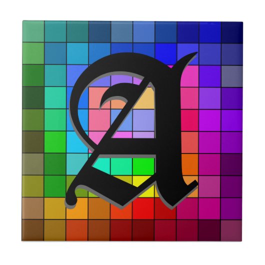 イニシャルのステンドグラス色はセラミックタイルを欠きます タイル (正面)